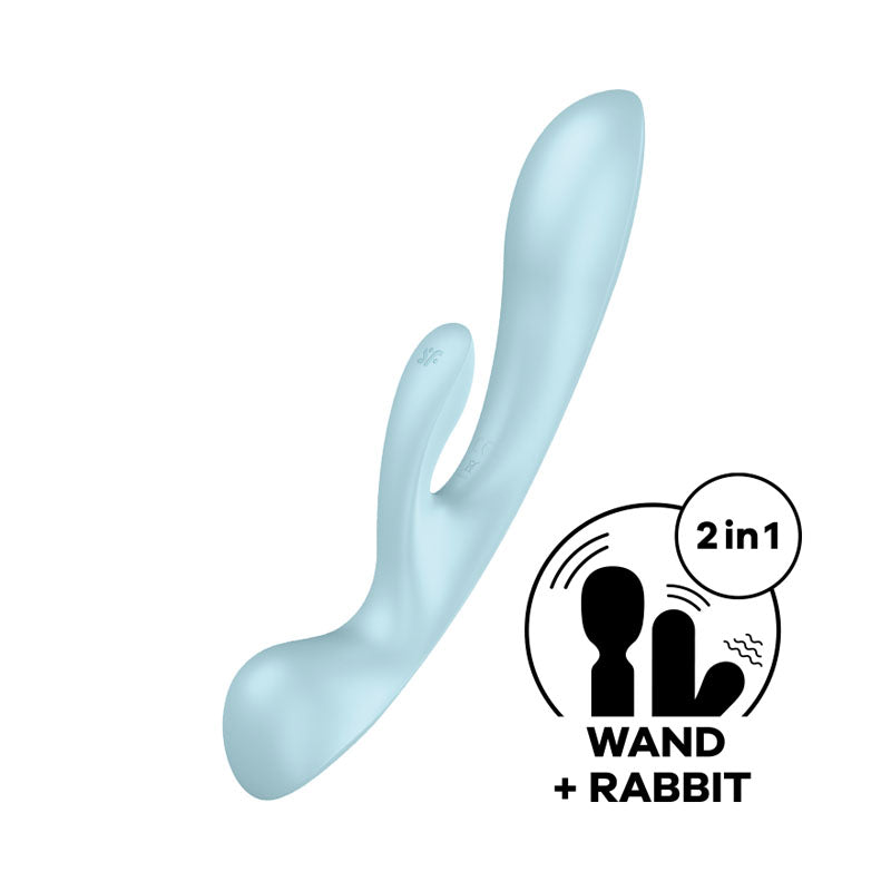 Satisfyer Triple Oh - Light Blue USB Rechargeable Rabbit Vibrator - Just for you desires