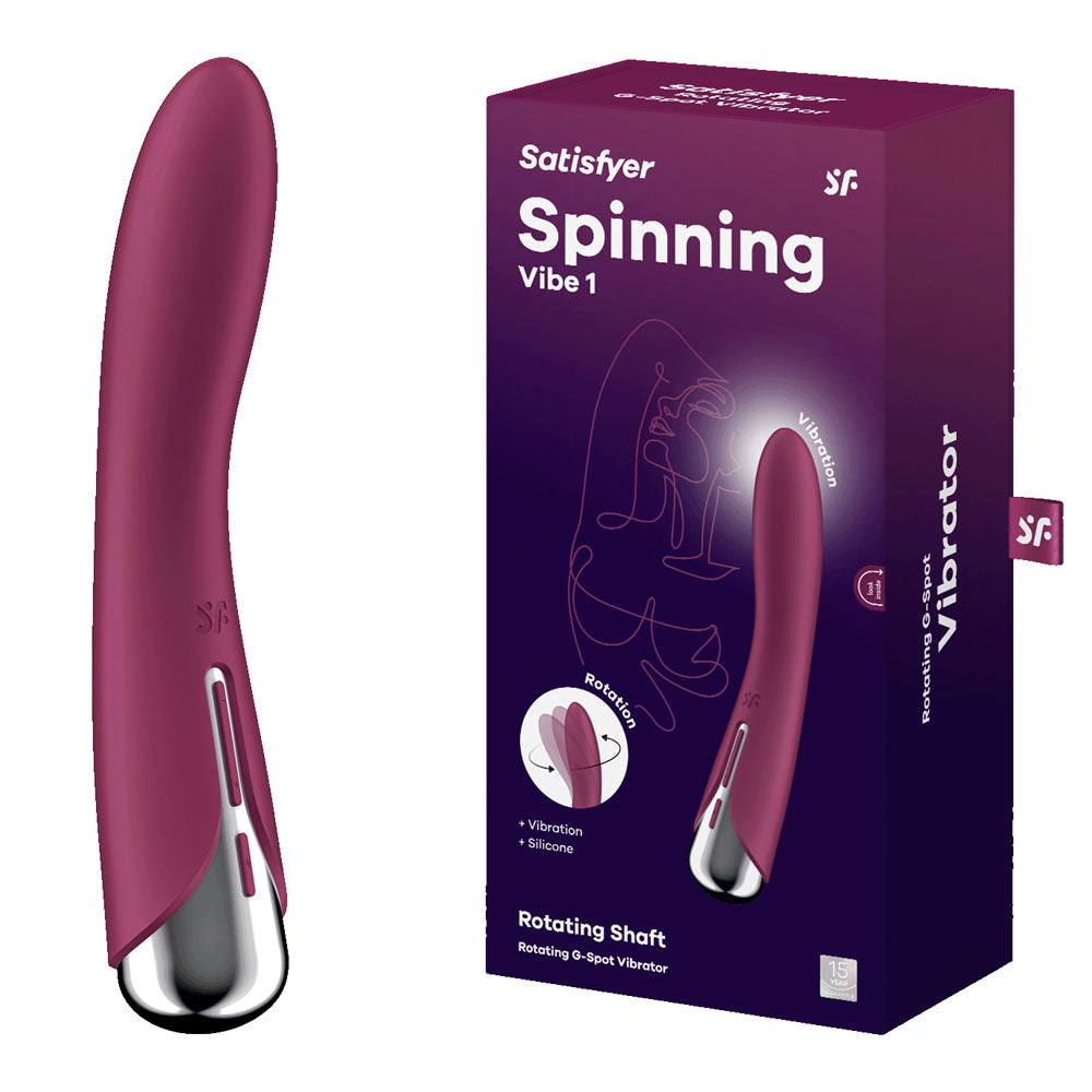Satisfyer Spinning Vibe 1 - Red - Red 17.8 cm USB Rechargeable Rotating Vibrator - Just for you desires