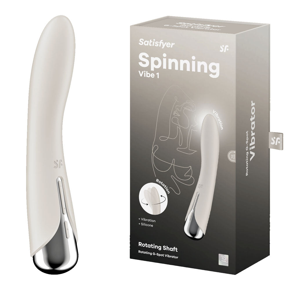Satisfyer Spinning Vibe 1 - Beige - Beige 17.8 cm USB Rechargeable Rotating Vibrator - Just for you desires