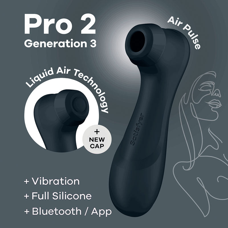 Satisfyer Pro 2 Generation 3 with App Control - Dark Grey - Dark Grey Touch-Free USB-Rechargeable Clitoral Stimulator - Just for you desires