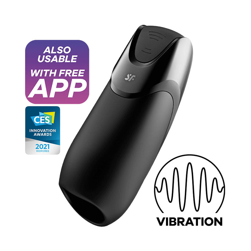 Satisfyer Men Vibration+ - Black USB Rechargeable Masturbator with App Control - Just for you desires