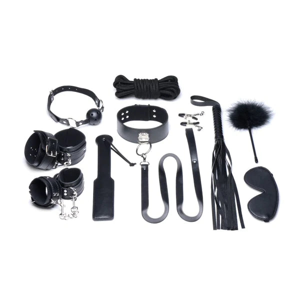 Deluxe 10 Piece Bondage Set Black - Just for you desires