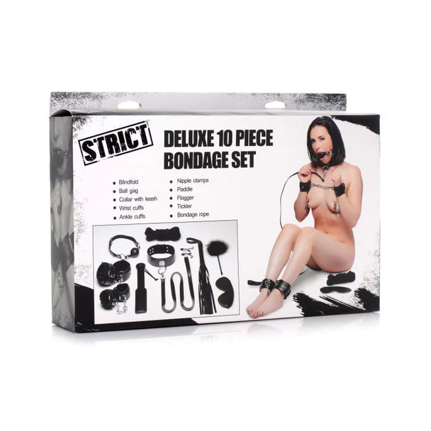 Deluxe 10 Piece Bondage Set Black - Just for you desires