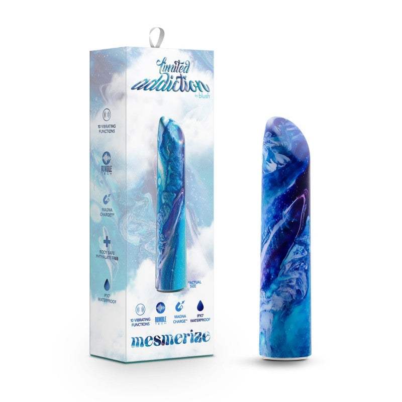 Limited Addiction Mesmerize - Power Vibe - Azure Blue 10.2 cm USB Rechargeable Bullet - Just for you desires