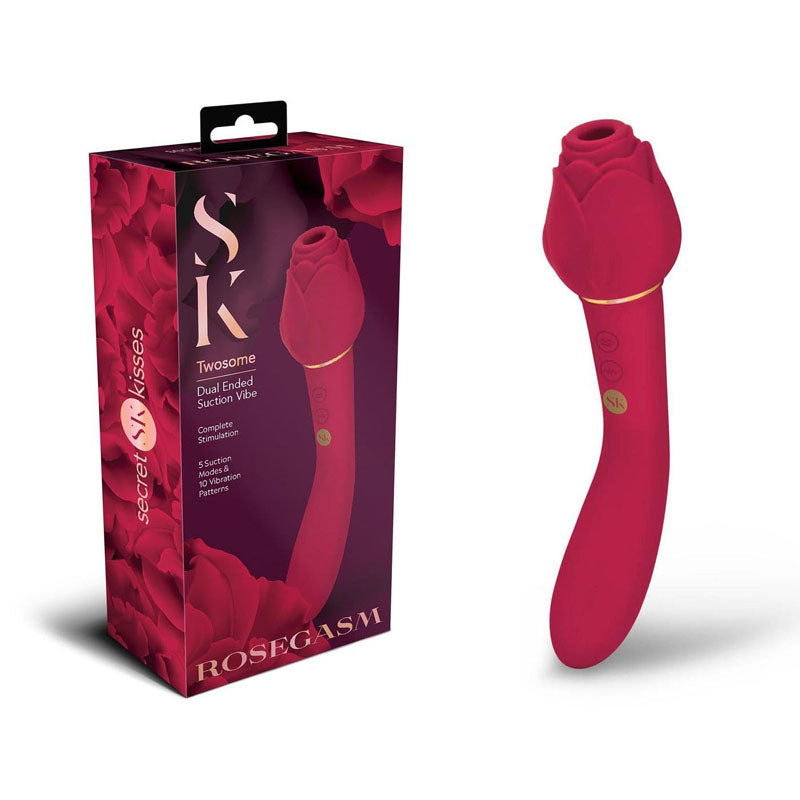 Secret Kisses ROSEGASM TWOSOME - Rose Red 20.3 cm Air Pulsation Stimulator & Vibrator - Just for you desires