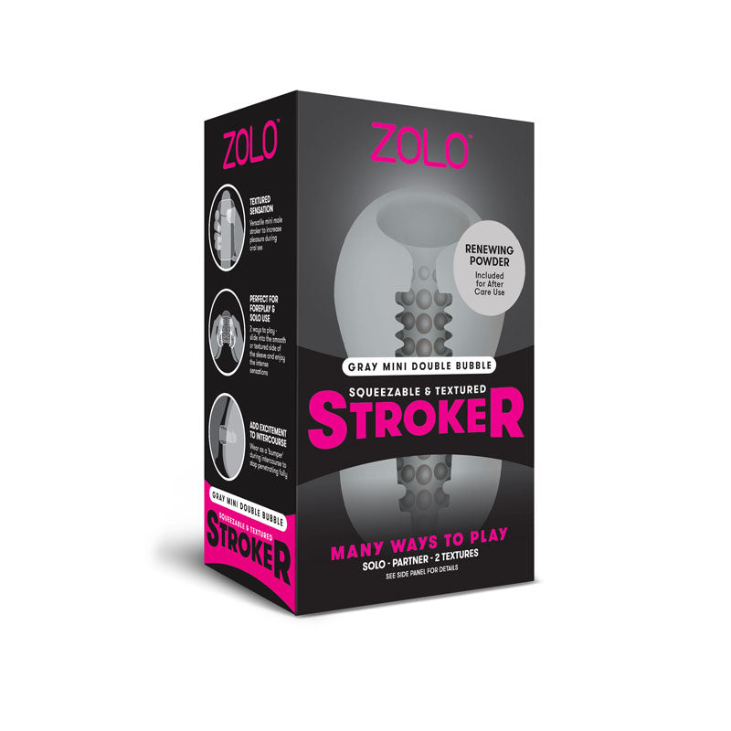 Zolo Grey Mini Double Bubble Stroker - Grey Stroker Sleeve - Just for you desires